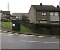 Dark green cabinets on a Rhymney corner