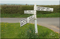 ST4031 : Signpost near Beer by Derek Harper