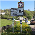 Start of the 30 zone at the southern edge of Bwlch, Powys