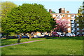 Looking towards flats in Restons Crescent