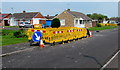 ST3049 : Yellow temporary barriers on the Westfield Drive pavement, Burnham-on-Sea by Jaggery