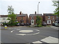 Mini roundabout and houses on Aughton Street (B5139), Ormskirk