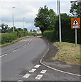 Warning sign - minor crossroads 180 yards ahead, Penperlleni