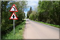 Warning signs along Seskinore Road