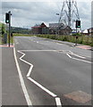 Pelican crossing on the approach to Premier Inn, Llanfoist