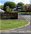 Metal bench on an Abertysswg corner