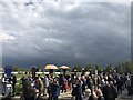 TF9228 : Storm clouds rolling in at Fakenham Racecourse by Richard Humphrey