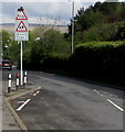 Warning signs on the approach to a school, Abertysswg