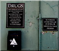 Drugs and Under Age notices, Drovers Road, Lampeter