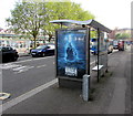 Godzilla advert on a Queensway bus shelter, Newport