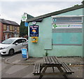 Yellow box on a pharmacy wall, Newport Road, Old St Mellons