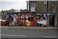 View of street art on the side of Penge D.I.Y from Evelina Road