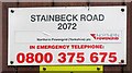 Sign on Stainbeck Road 2072 electricity substation 0001