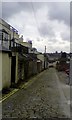 Cobbled service road off Alton Road, Mutley