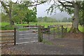 NT3335 : Footpath gates, Traquair Estate by Jim Barton