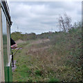 Looking back from train on the Sittingbourne and Kemsley Light Railway