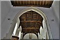 TL7963 : Little Saxham, St. Nicholas Church:  Through the chancel arch to the nave roof by Michael Garlick