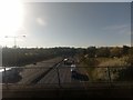 M25 approaching the A12 junction, from the railway bridge