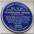 Pendragon House blue plaque, 18 Cross Street, Caerleon