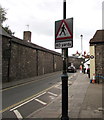 Zebra crossing warning sign, High Street, Caerleon