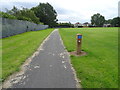 Cycle path beside playing field, New Ferry