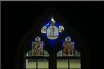 TQ1572 : View of a stained glass window in Strawberry Hill House #4 by Robert Lamb
