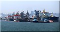 SU4704 : Ships and boats clustered around Fawley Marine Terminal by Rob Farrow