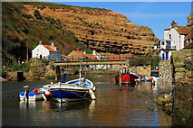 NZ7818 : Staithes Beck at high tide by Jonathan Billinger