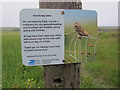 SW8571 : Notice, corn bunting and skylark nest sanctuary, Trevemedar by David Hawgood