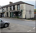 Derelict shop on a High Street corner, Rhymney