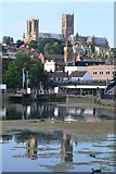 SK9771 : Lincoln Cathedral reflected in Brayford Pool by David Martin