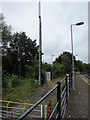 Telecoms mast at the edge of Ystrad Mynach railway station