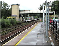 ST1494 : Ystrad Mynach railway station footbridge by Jaggery