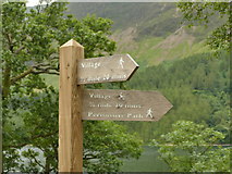 NY1716 : Footpath sign to Buttermere village by Graham Hogg