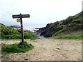 SS5887 : Coast Path sign at Brandy Cove by Eirian Evans