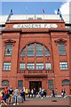 The main entrance to the Bill Struth Main Stand on Edmiston Drive at Ibrox Stadium