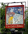 Sign for the Cat & Fiddle, Radlett