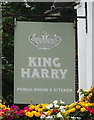 Sign for the King Harry public house, St Albans 