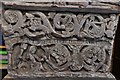 NY1133 : Bridekirk, St. Bridget's Church: Norman font, eastern face (detail) by Michael Garlick