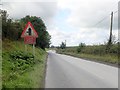 Warning of "Heavy Plant Crossing" the road at Tullyvallen Quarry