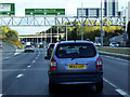 Sign Gantry over the Eastbound A13 near Lakeside