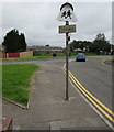 Old tyre on a Gelligaer Road traffic sign, Cefn Hengoed