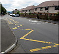 Zigzag yellow markings on Hengoed Road, Hengoed