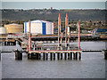 TQ7781 : Jetty and Fuel Storage Tanks at Canvey Island by David Dixon
