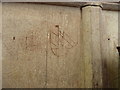 TG0743 : Ship graffiti on the choir stall by Richard Law