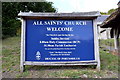 Welcome sign at All Saints Church, East Meon