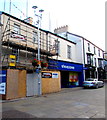 Scaffolding next door to Shoezone, Caroline Street, Bridgend