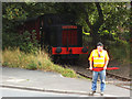 SE3031 : Man with a red flag at the Middleton Railway by Stephen Craven