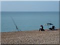 TV4898 : Angler on Seaford beach by Oliver Dixon