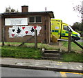 Bilingual nameboard on the wall of  Llantwit Major ambulance station